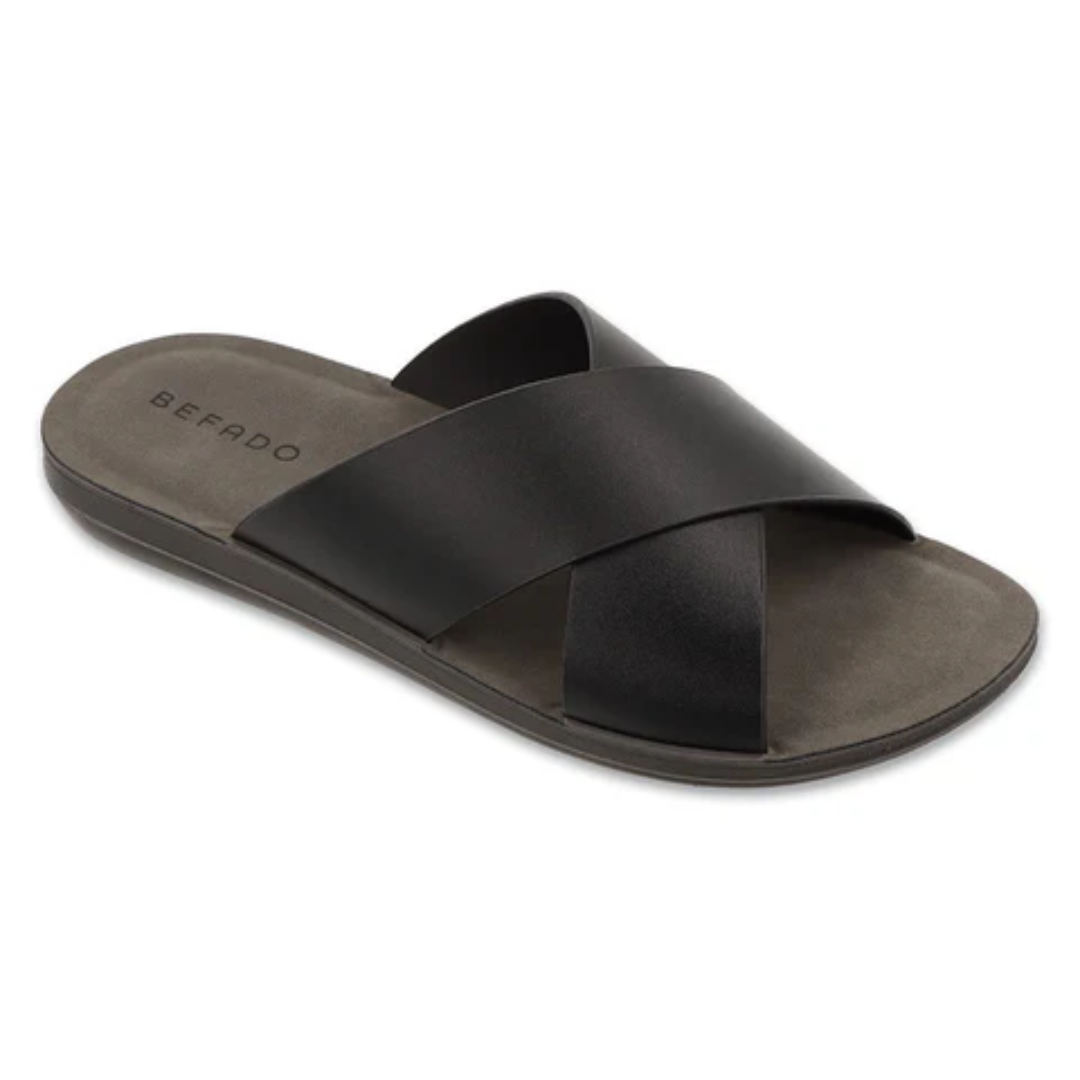 Black Slide On Leather Sandals for Indoor Trade Supply