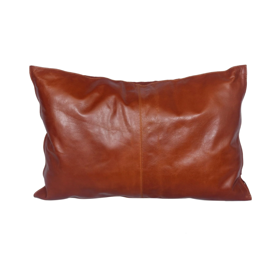 Buckskin Leather Lumbar Pillow for Luxury Interior Projects
