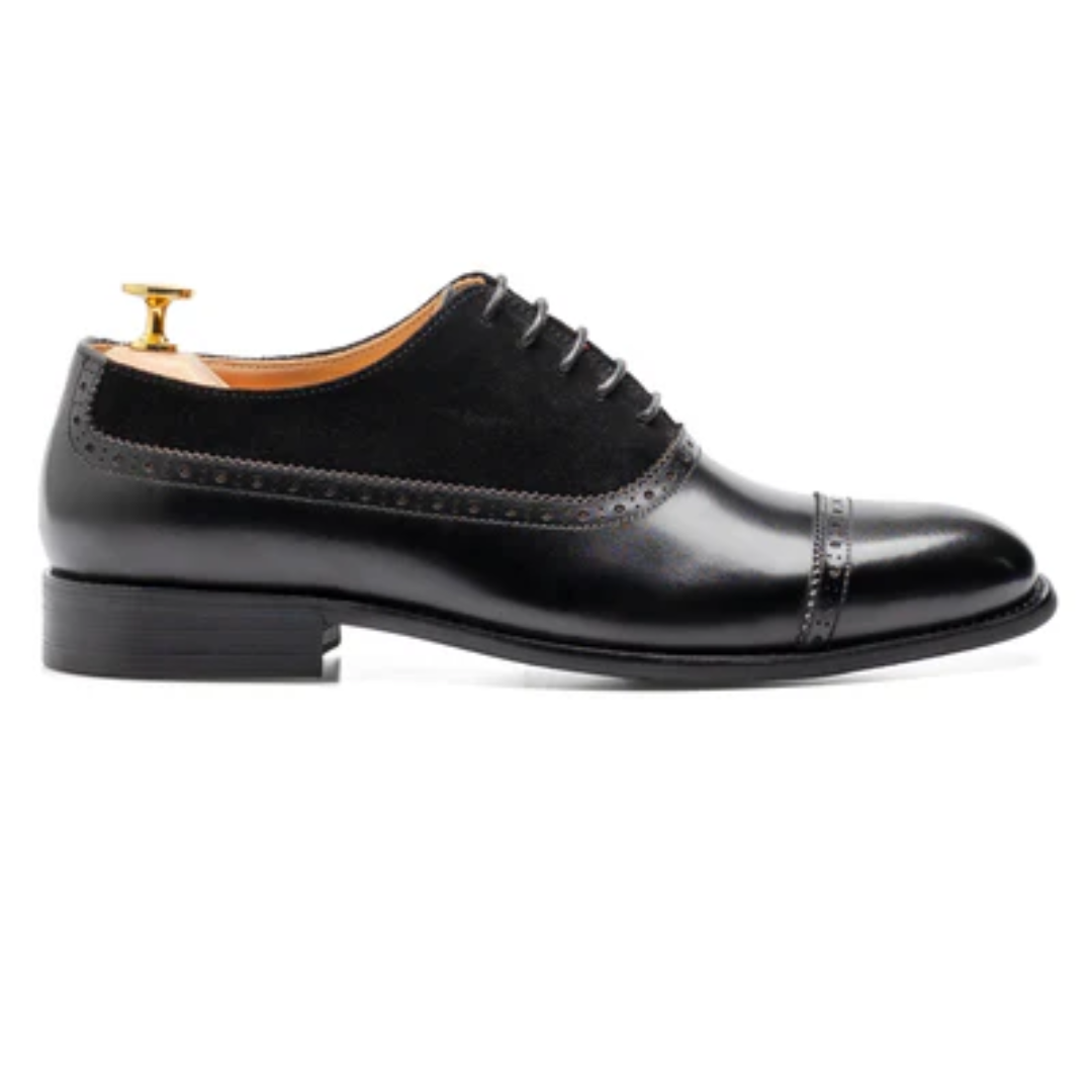 Cavallo Oxford Cap Toe Black Suede Leather Shoes