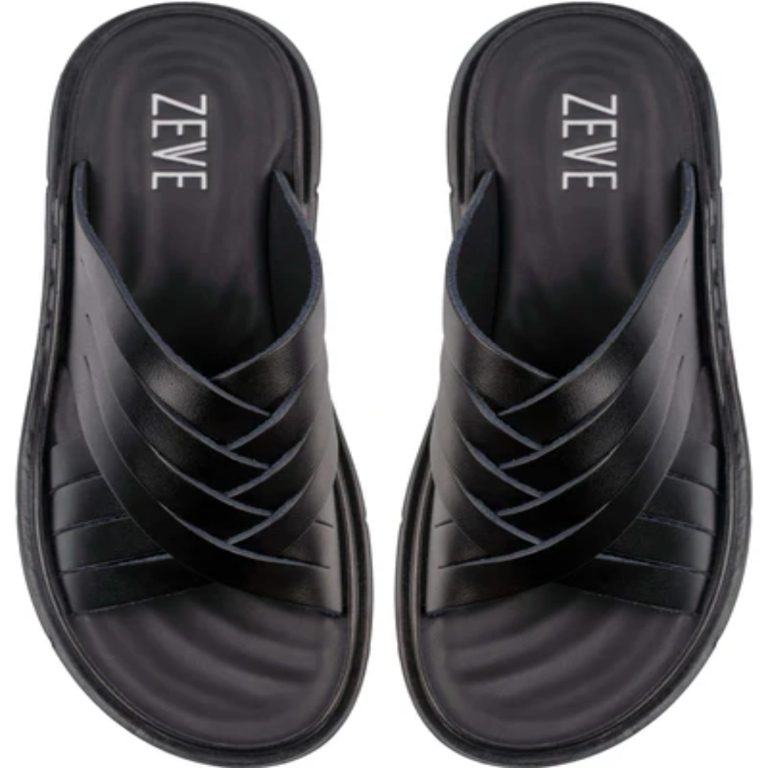 Faro Unisex Black Leather Slipper Durable Comfort Fit