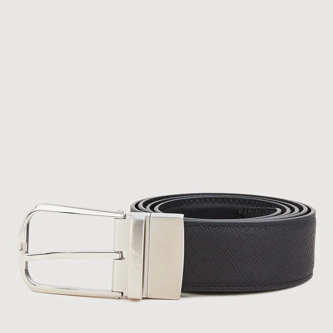 Reversible Saffiano Leather Casual Belt Nickel Buckle