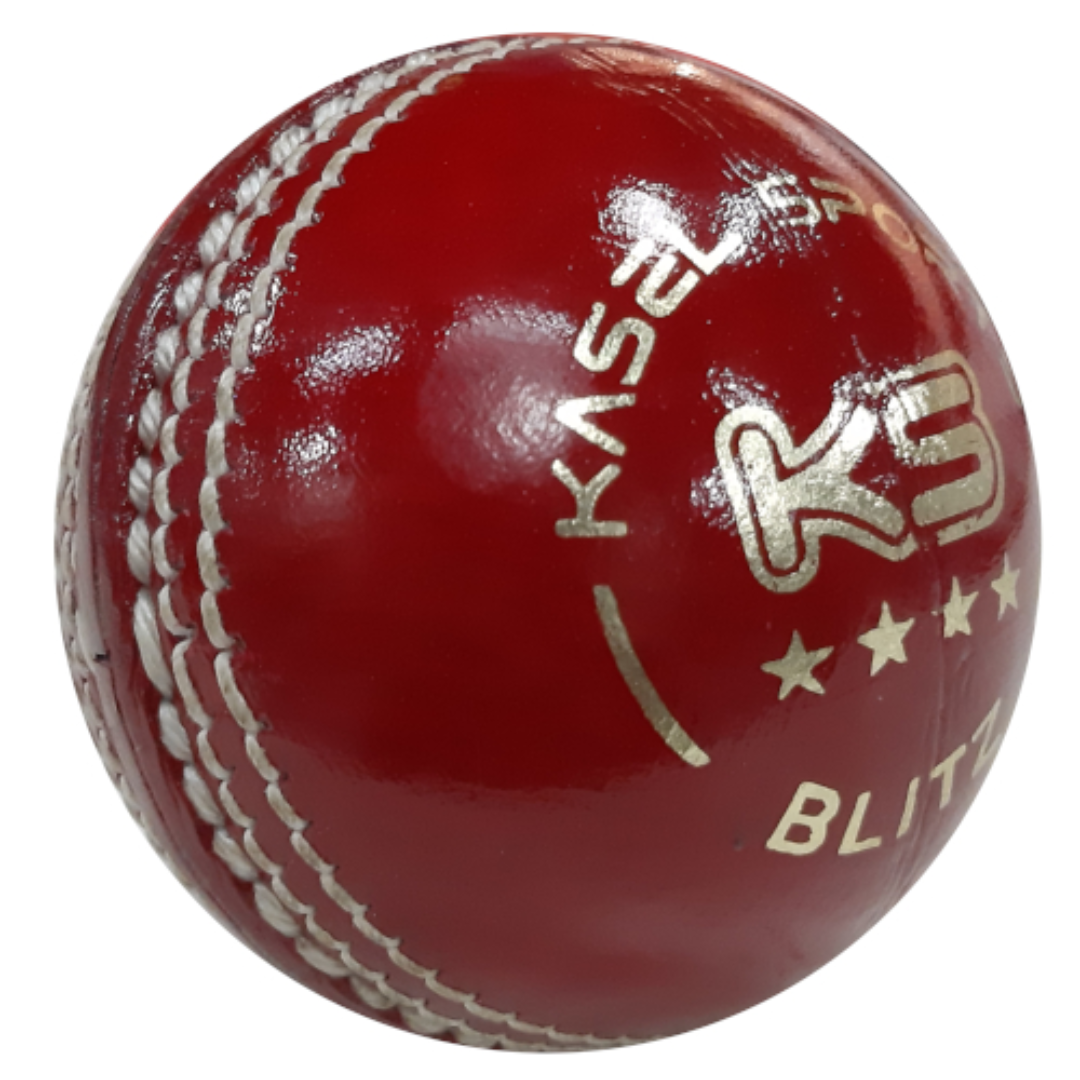 KS Blitz Red Leather Cricket Ball 156g Match Quality