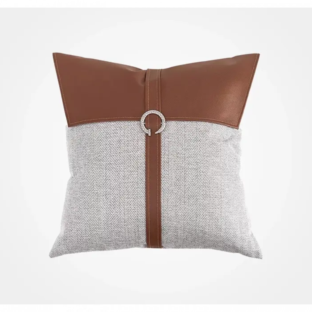 Nelle Sofa Leather Cushion Cover in Dark Brown Decor