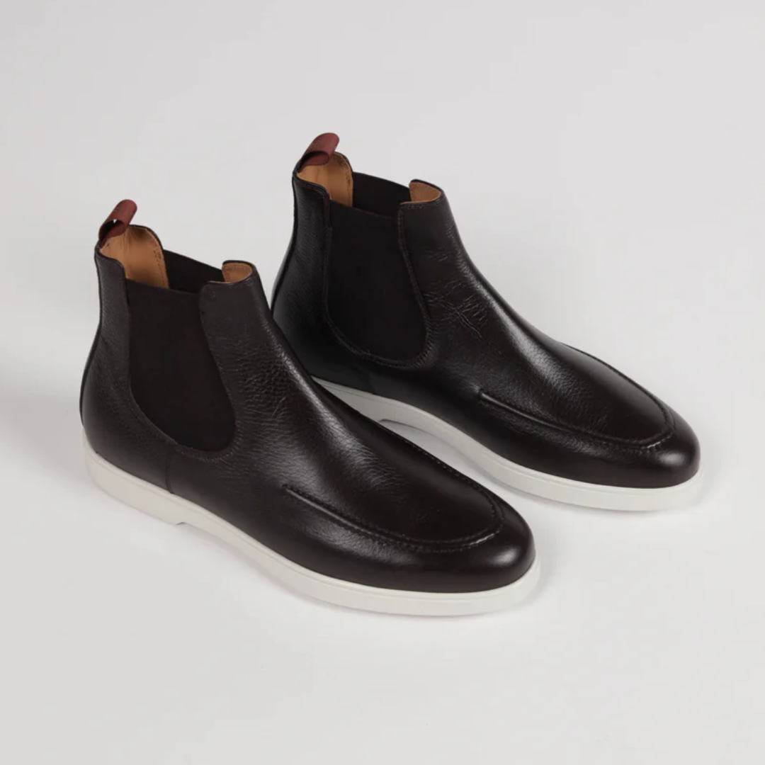 PS-U1063E-H02 Chelsea Ankle Boot Grain Deer Brown Leather Elegant Design Daily Wear Comfort Style