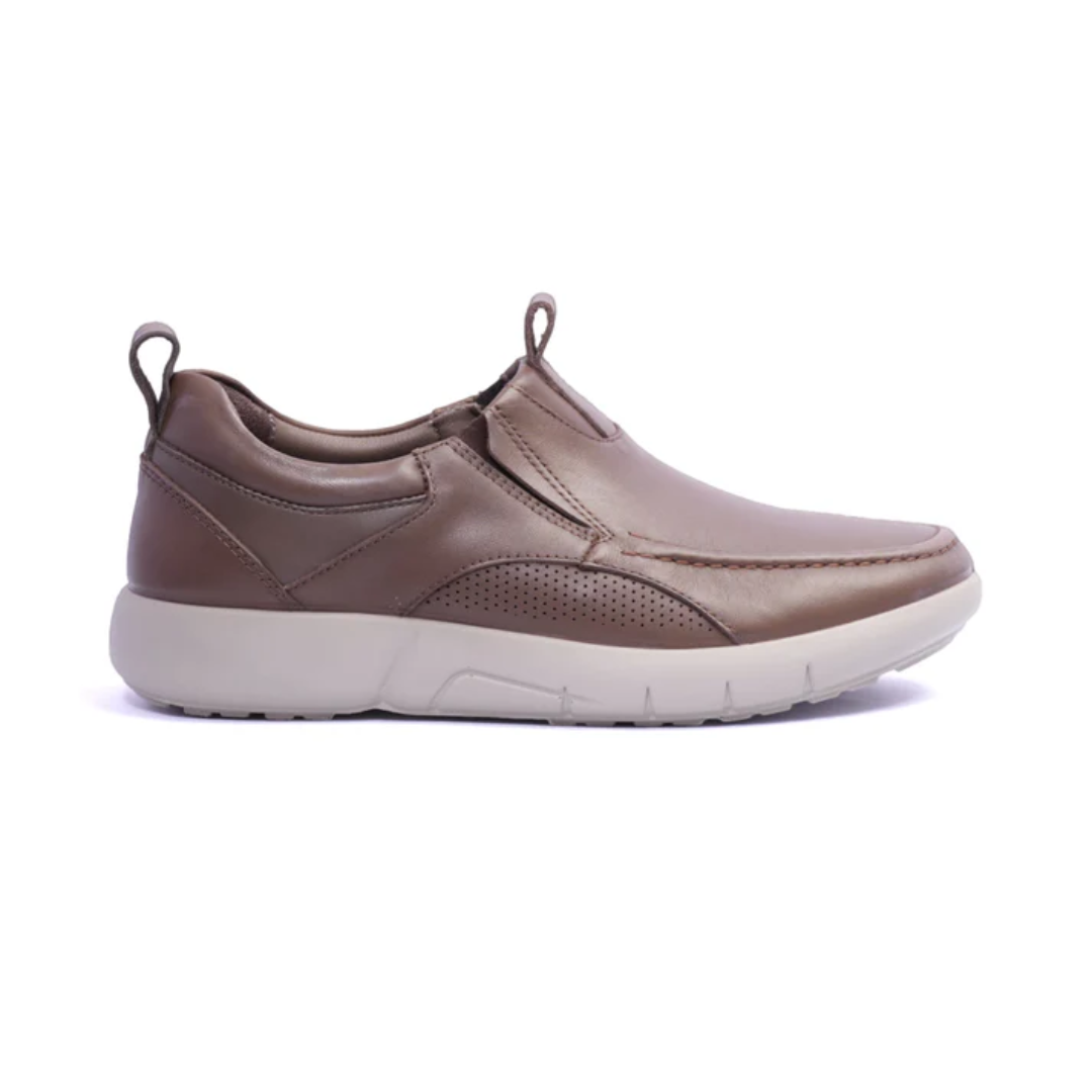 Comfort Plus Classic Taupe Leather Casual Slip-On Shoes for Men with Easy Fit and All-Day Comfort