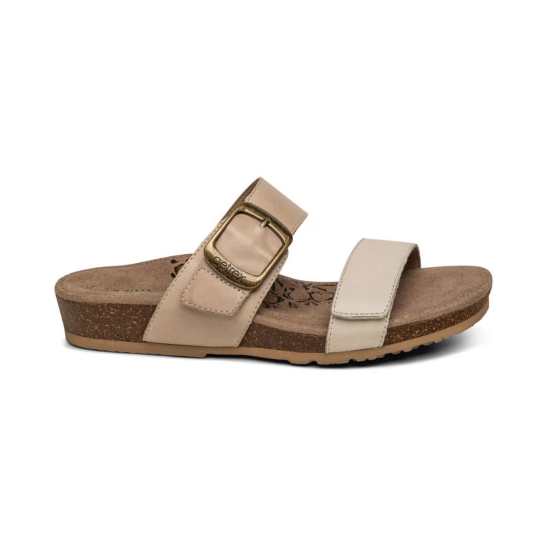 Daisy Adjustable Women Ivory Leather Slippers with Soft Sole for Elegant Style and Everyday Comfort