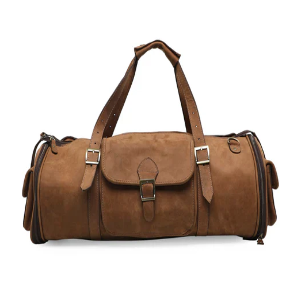 John Men's Genuine Leather Duffle Bag Tan for Travel, Gym & Stylish Everyday Carry