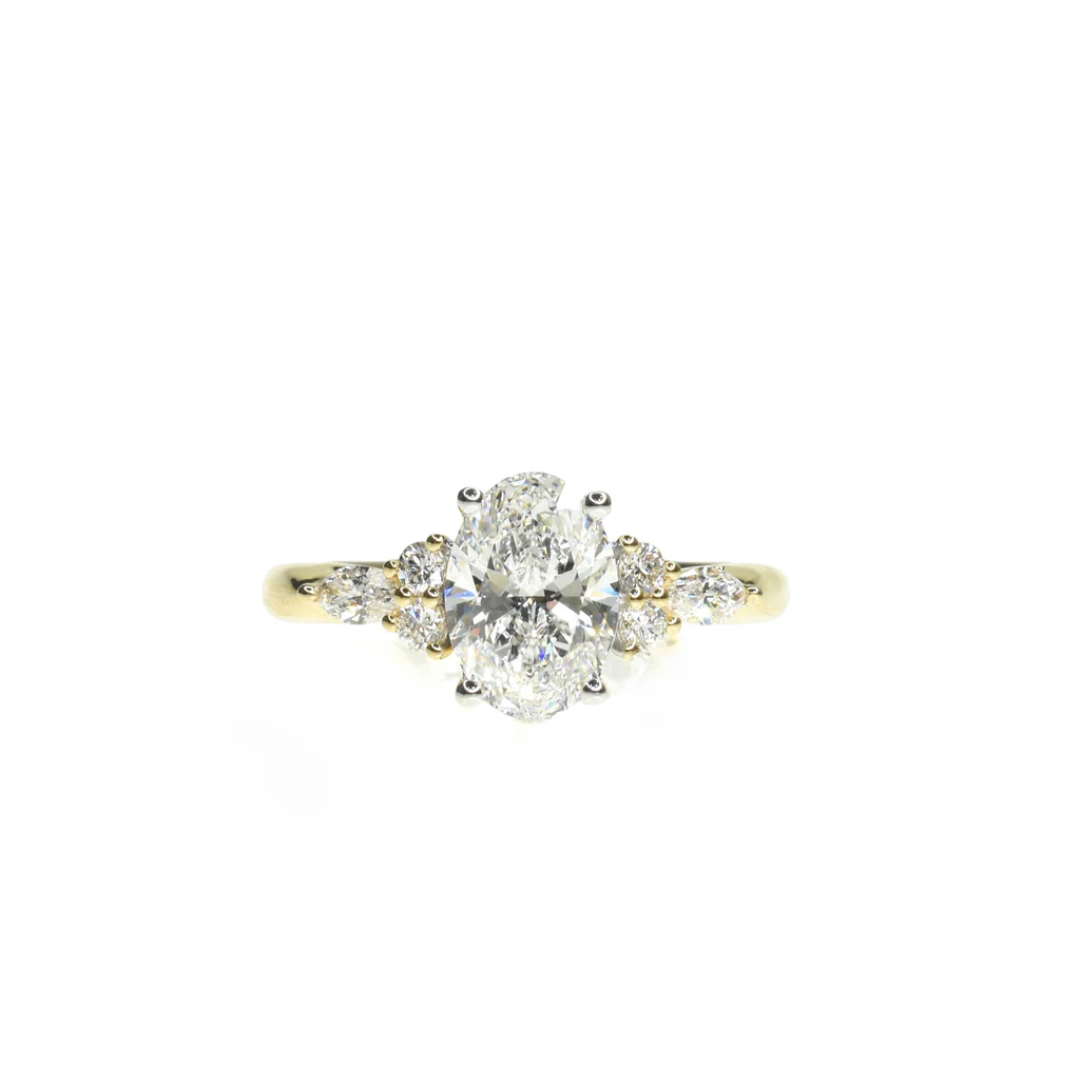 Oval Diamond Engagement Ring with Diamonds on Shoulder Elegant Sparkling Design for Timeless Proposal