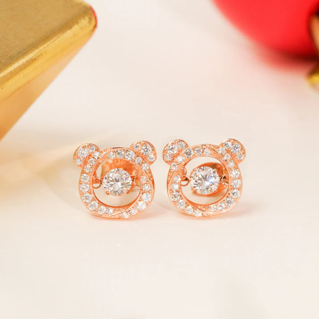 ME705 925 Silver Teddy Earrings Cute Luxury Sterling Silver Studs for Women Gift Ready Jewelry