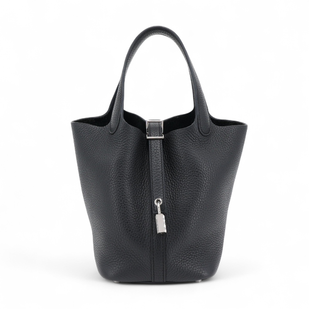 Excellent Rank SA HERMÈS Picotin Lock PM Noir Tote Bag Authentic Luxury Handbag for Women