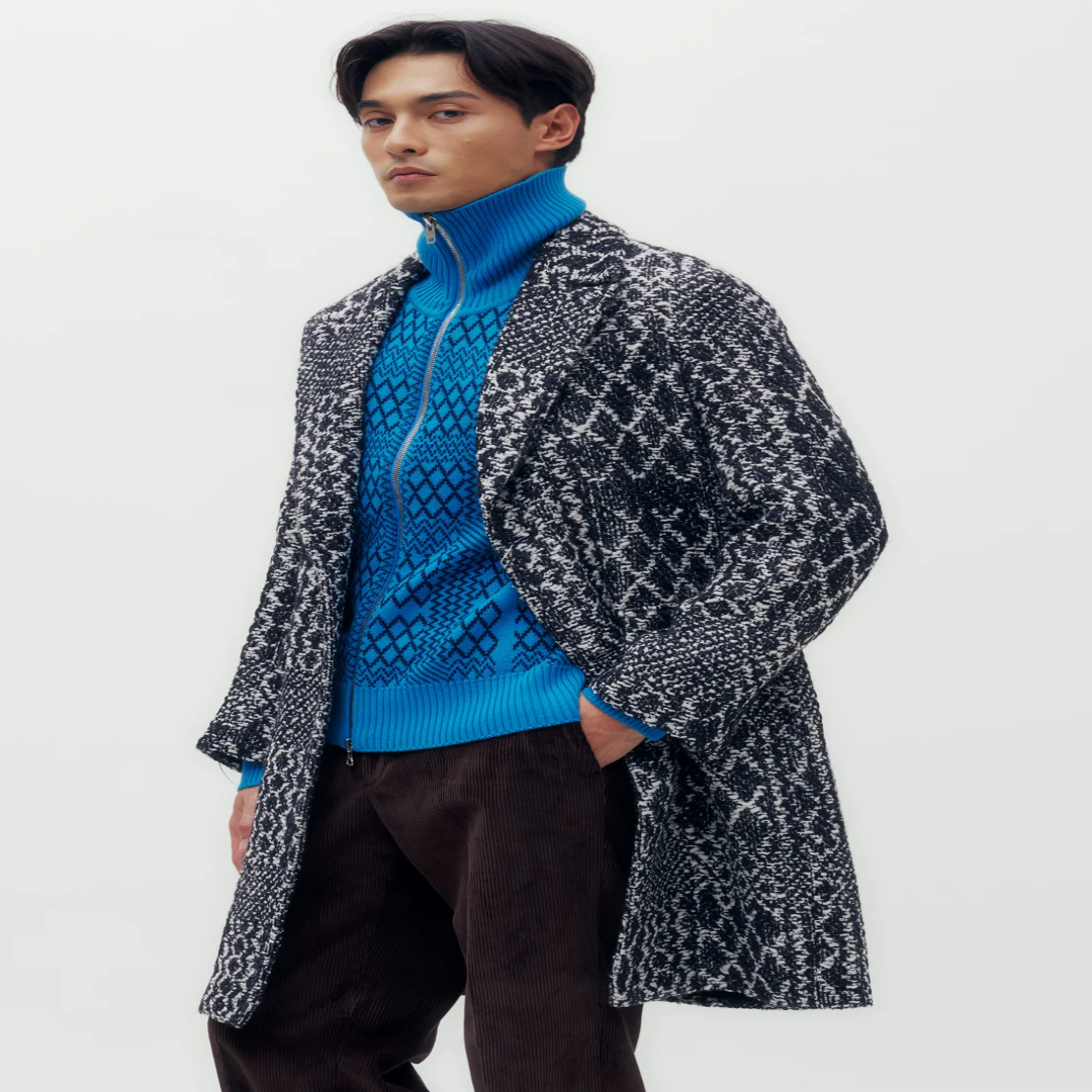 Peak Lapel Two Button Overcoat Outerwear Elegant Winter Coat for Men Formal Casual Cold Weather Wear