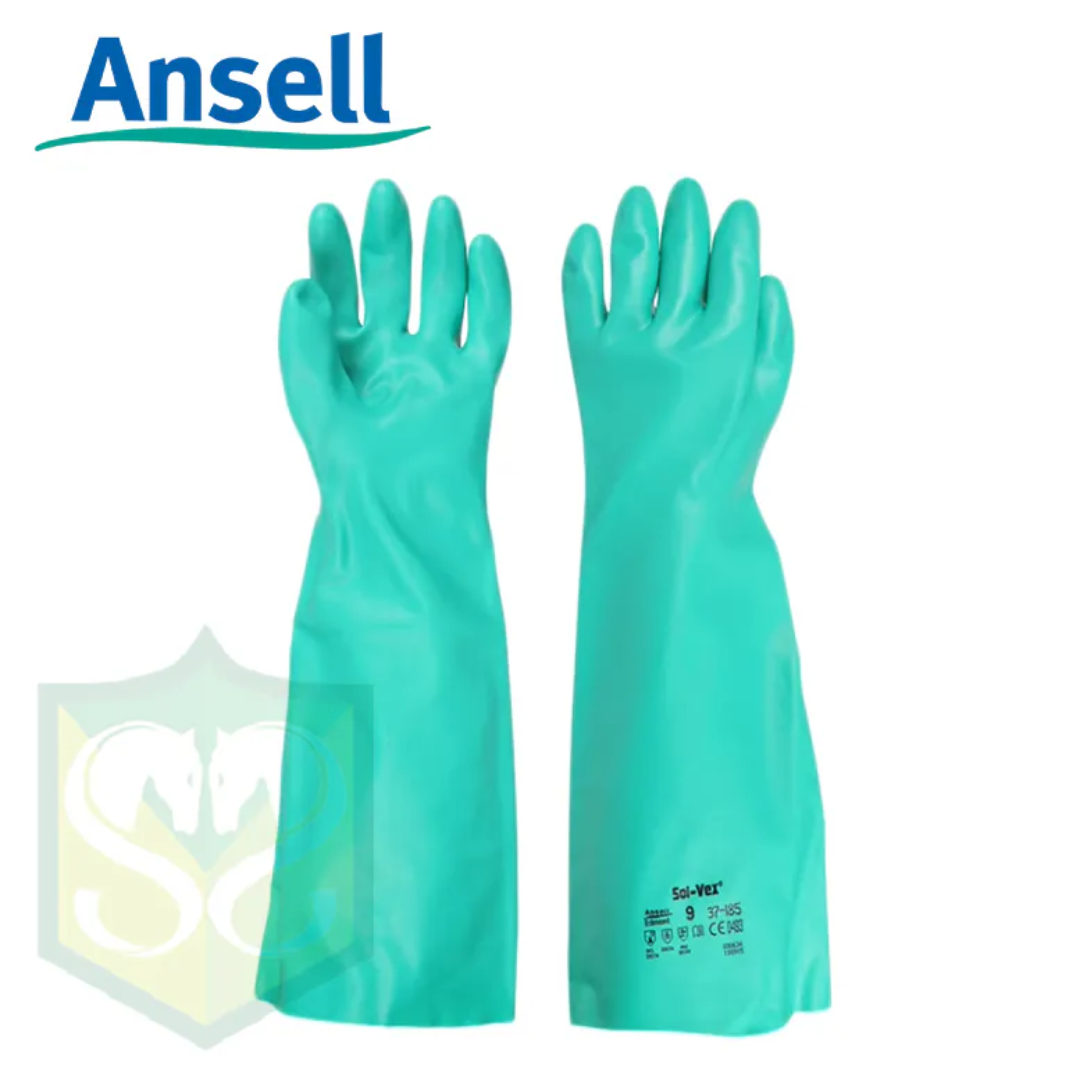 Ansell AlphaTec Solvex 37-185 Chemical Resistant Safety Gloves for Industrial Handling Protection
