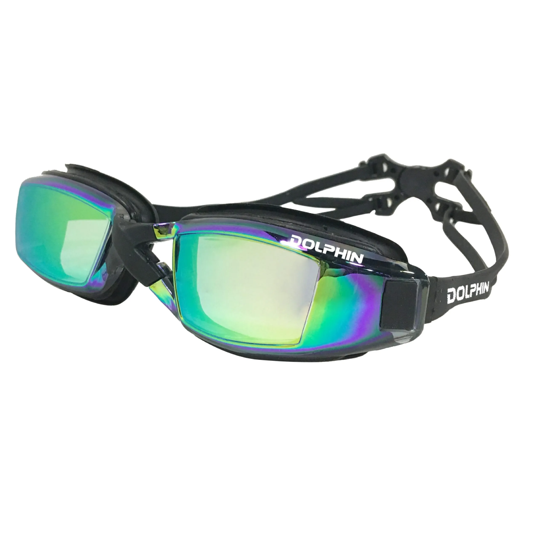 Dolphin Adult Mirrored Swim Goggles Anti Fog UV Protection Racing and Training Performance Gear