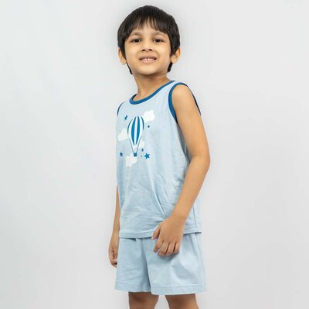 Odel Unisex Light Blue Nightwear Soft Comfortable Sleepwear Set for Men and Women