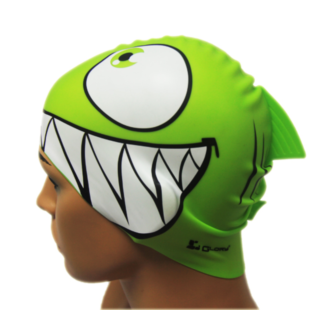 Kids Swim Cap Fish Design for Boys and Girls Flexible Silicone Swimming Cap