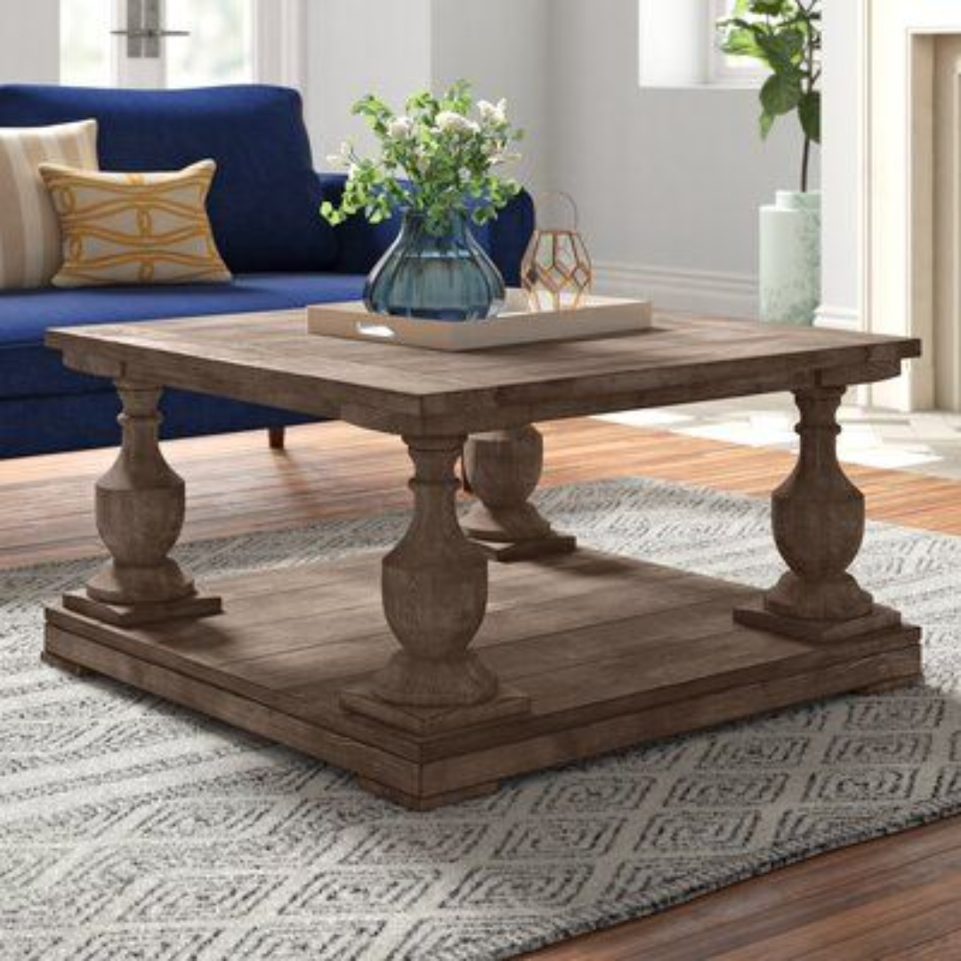 Scott Square Coffee Table Contemporary Wooden Center Table with Spacious Top and Strong Base