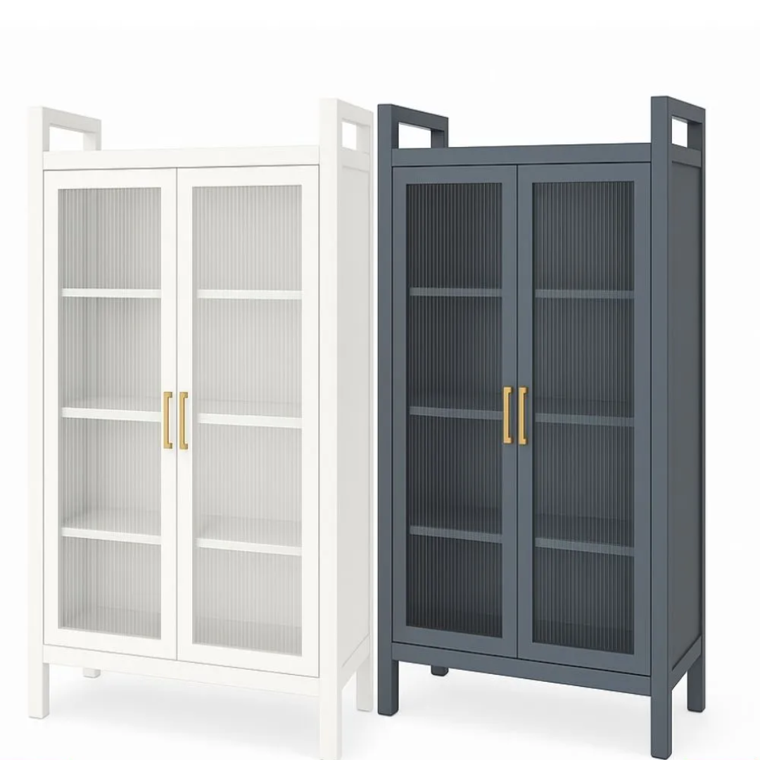 Premium Double Door Metal Cabinet 4 Layer Closed Bookshelf Heavy Duty Storage Organizer for Office