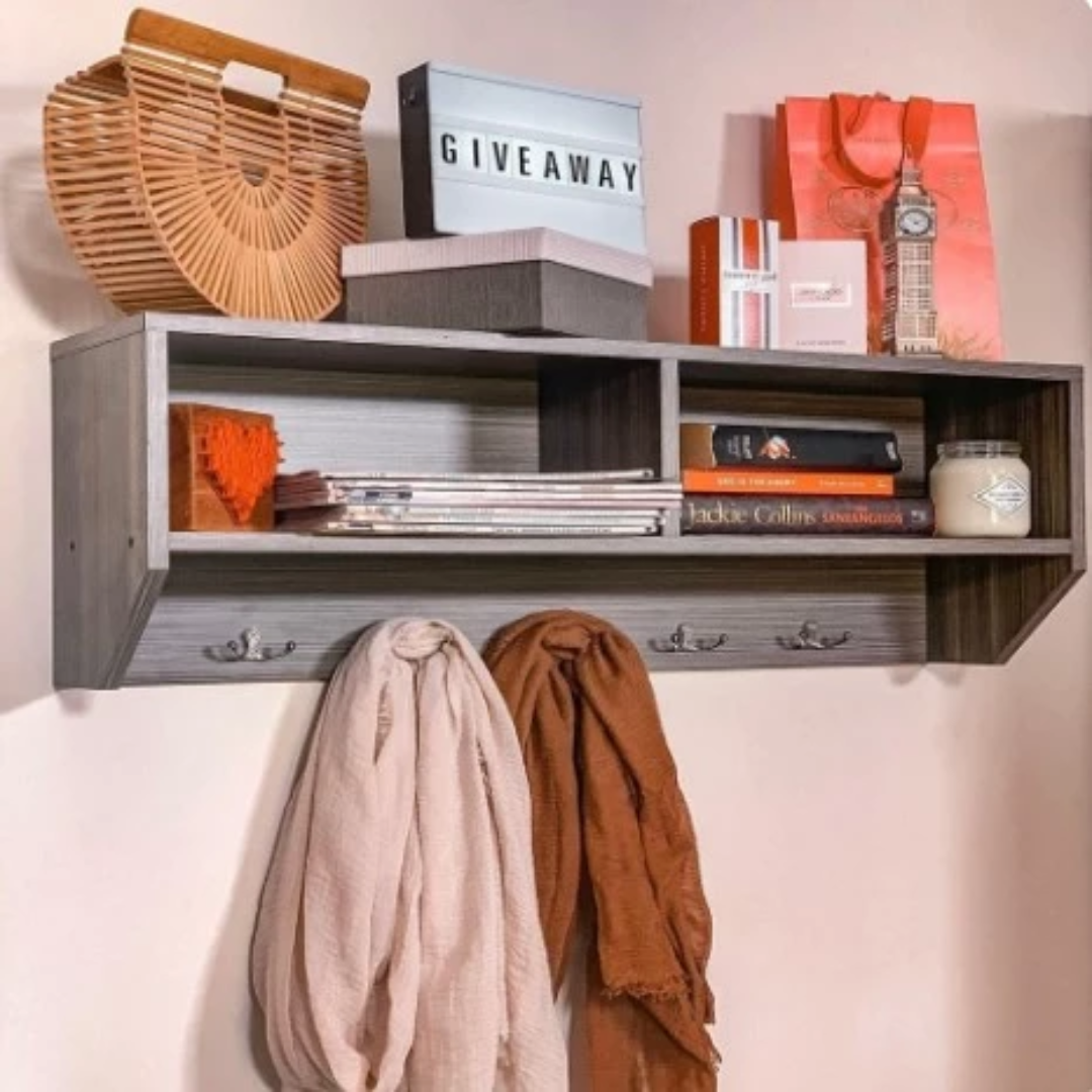Wooden Floating Wall Mounted Book Shelf Modern Space Saving Storage Rack for Home Decor Display