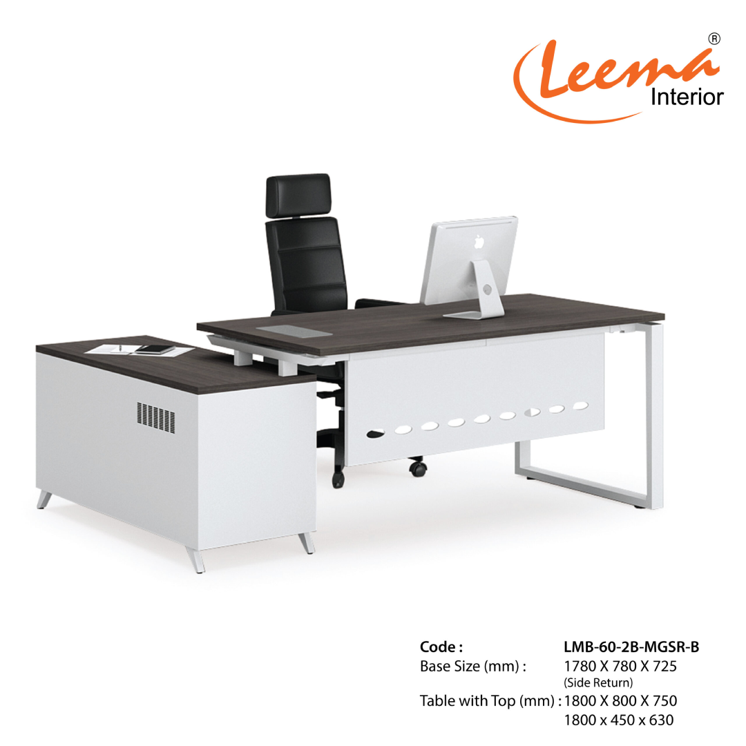 Leema Modern Metal Base Executive Desk LMB-60-2B-MGSR-B Premium Office Workstation Table Design