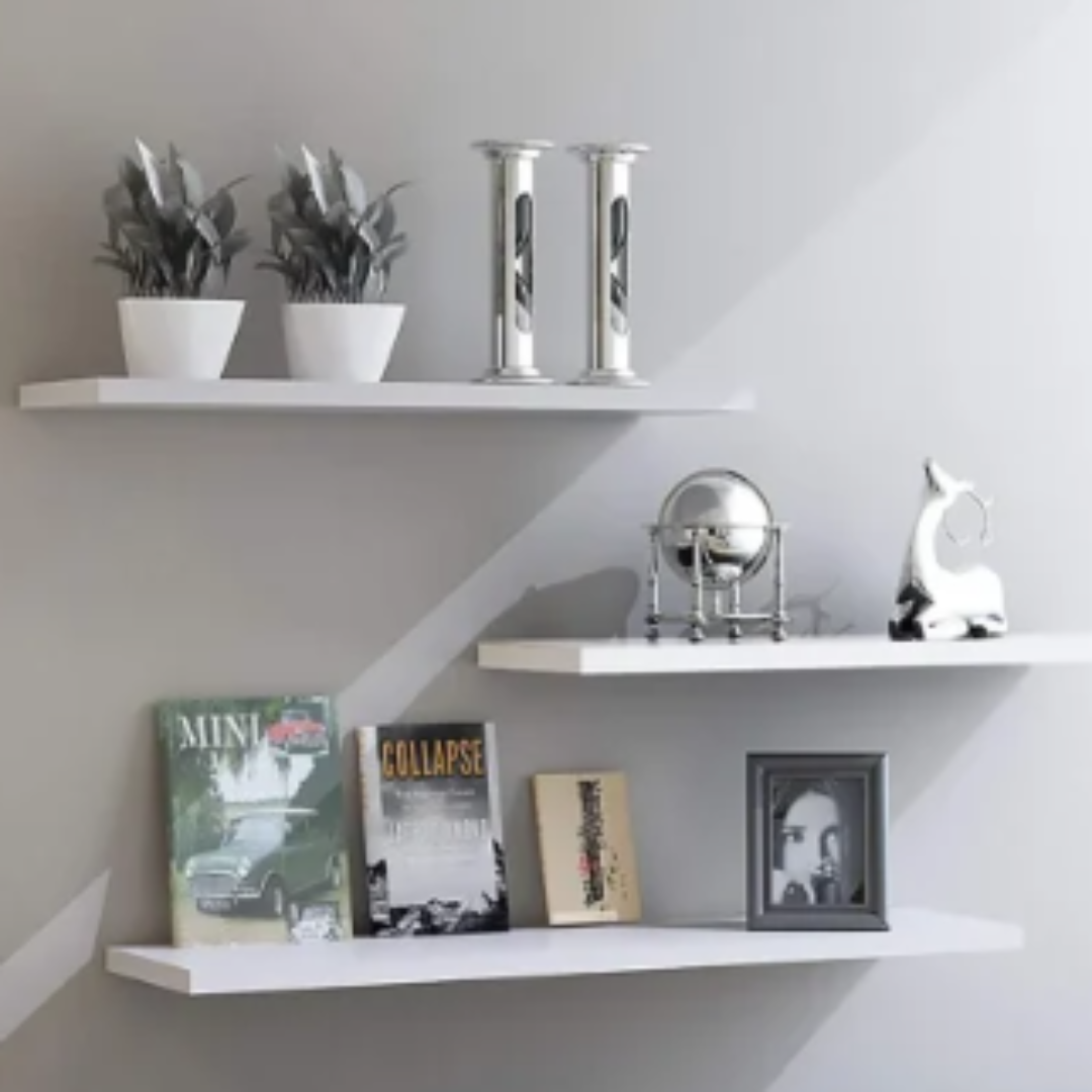 Wall Mounted Floating Shelves Modern Space Saving Storage Rack for Home Office Decor Display