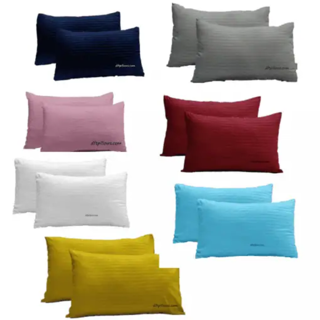 Micro Fabric Soft Pillow Case with Stripe Design Set of 2 Comfortable Breathable Bed Covers
