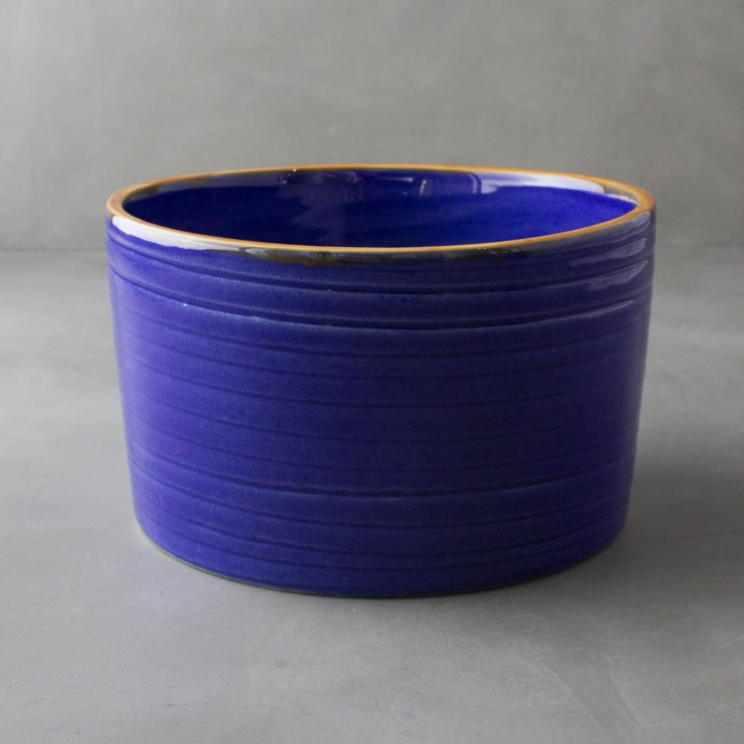 Krishna Blue Conical Bowl XL Large Ceramic Serving Bowl for Kitchen Dining and Gifting