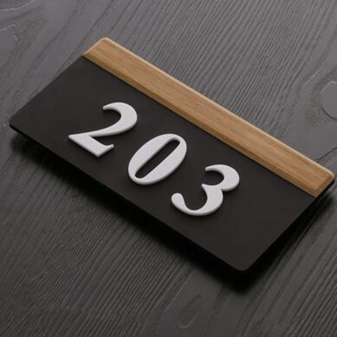 Room Number Plate Stylish Acrylic and Metal Door Sign for Hotels Offices and Apartments