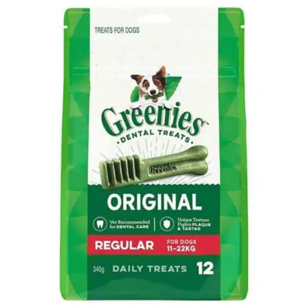 Greenies Original Regular Dental Dog Treat 12 Treats Pack for Clean Teeth Fresh Breath Oral Care