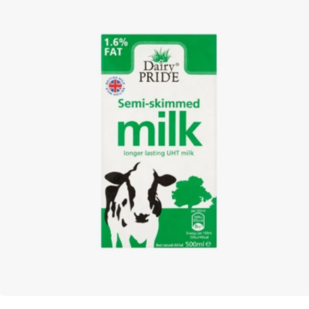 Dairy Pride Semi Skimmed Milk 500ml Fresh Healthy Daily Drinking Milk Rich in Calcium and Protein