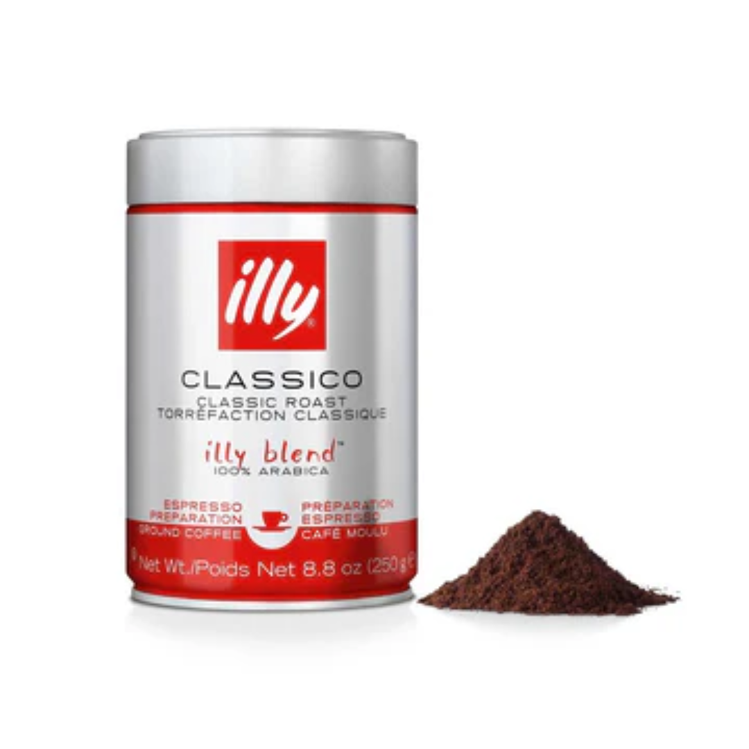 Illy Ground Espresso Classico Instant Coffee Medium Roast 250g Premium Italian Ground Coffee Rich Aroma