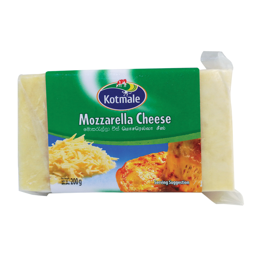 Kotmale Mozzarella Cheese Block 200g Premium Melting Cheese Ideal for Pizza Pasta and Baking Recipes