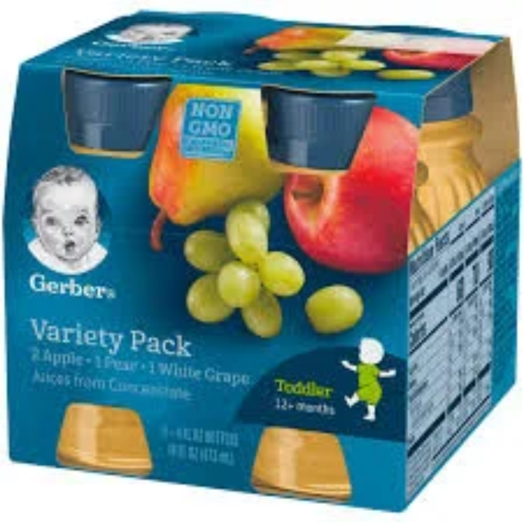 Gerber Variety Pack Apple Pear White Grape Juices Toddler Drink 12+ Months 473ml Healthy Juice Pack