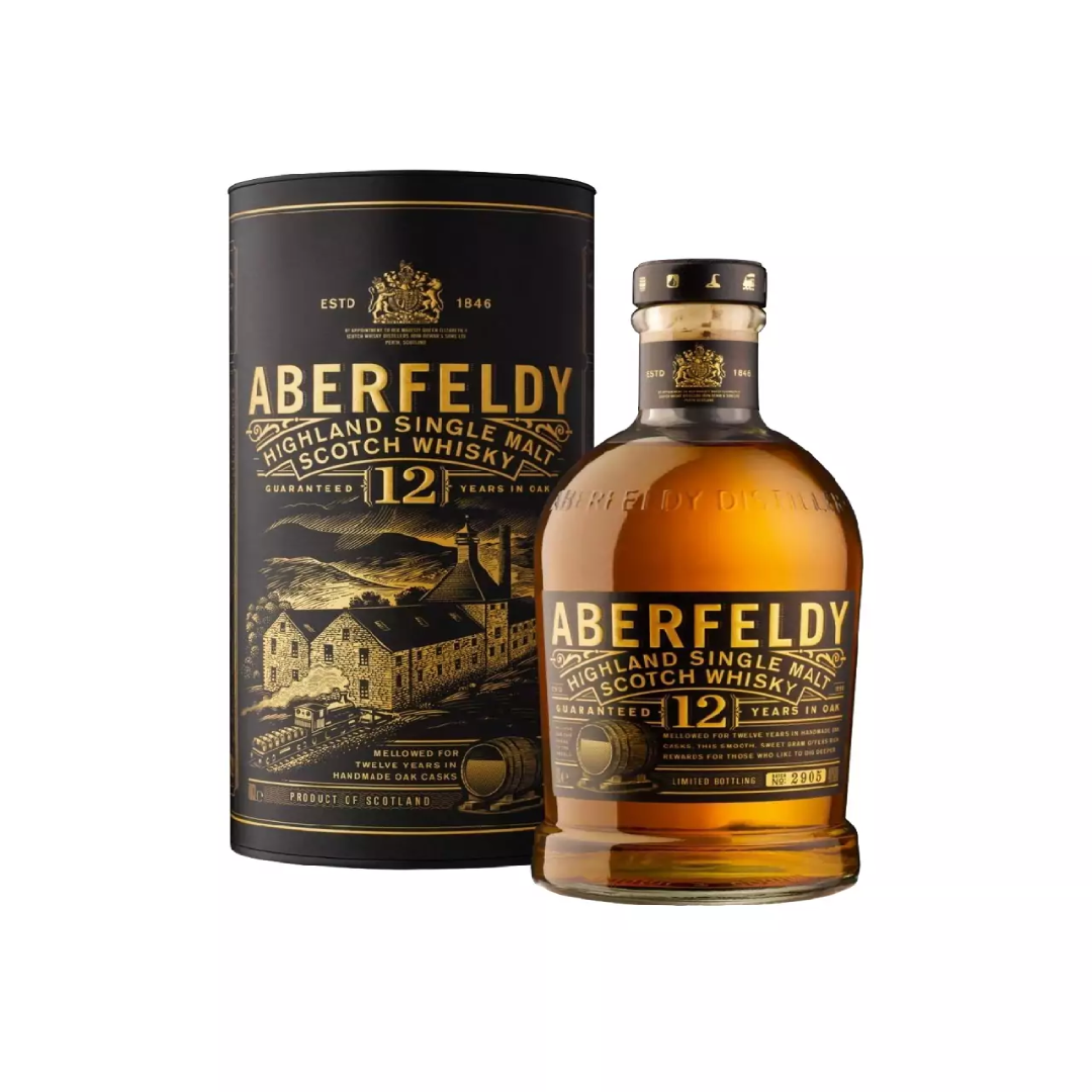 Aberfeldy 12 Year Old Single Malt Scotch Whisky Smooth Highland Whiskey with Rich Honey Flavo