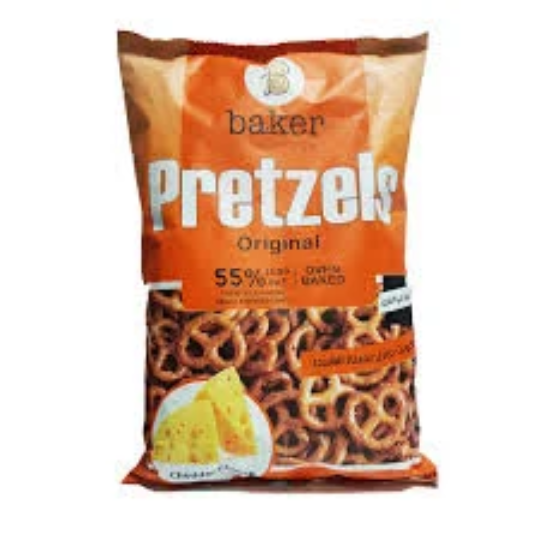 Baker Pretzels Original 55% Cheddar Cheese 250g Crispy Baked Snack with Rich Cheese Flavor