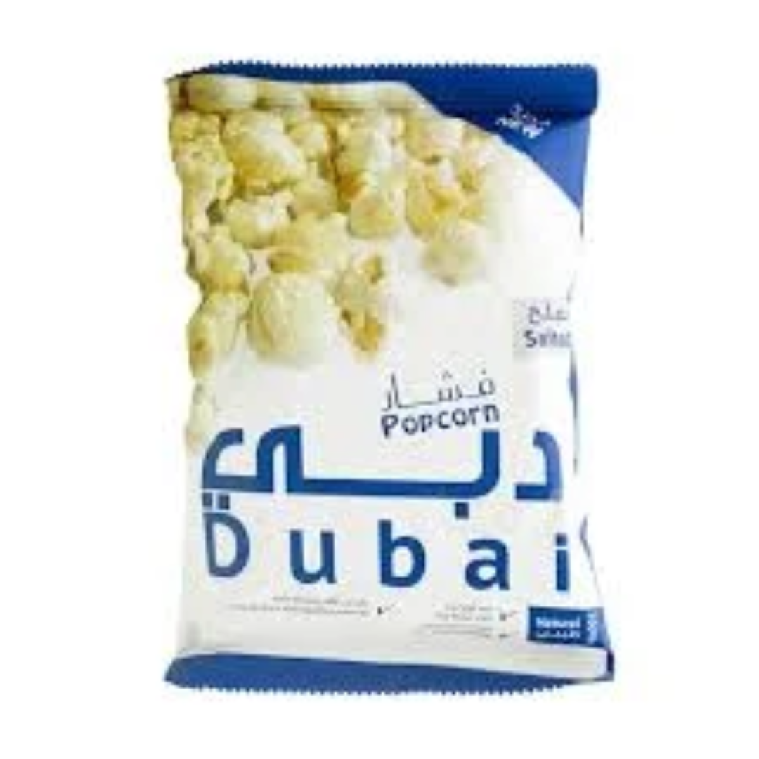 Dubai Popcorn Salted Natural 100% 22g Light Crunchy Gourmet Popcorn Snack with Sea Salt