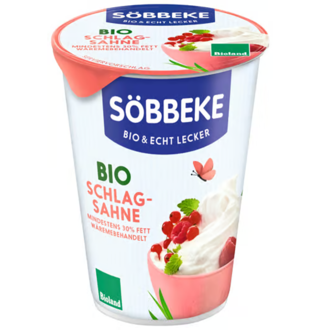 Söbbeke Organic Whipped Cream 30% Fresh Dairy Cream 200g for Desserts Cakes Coffee ToppingS