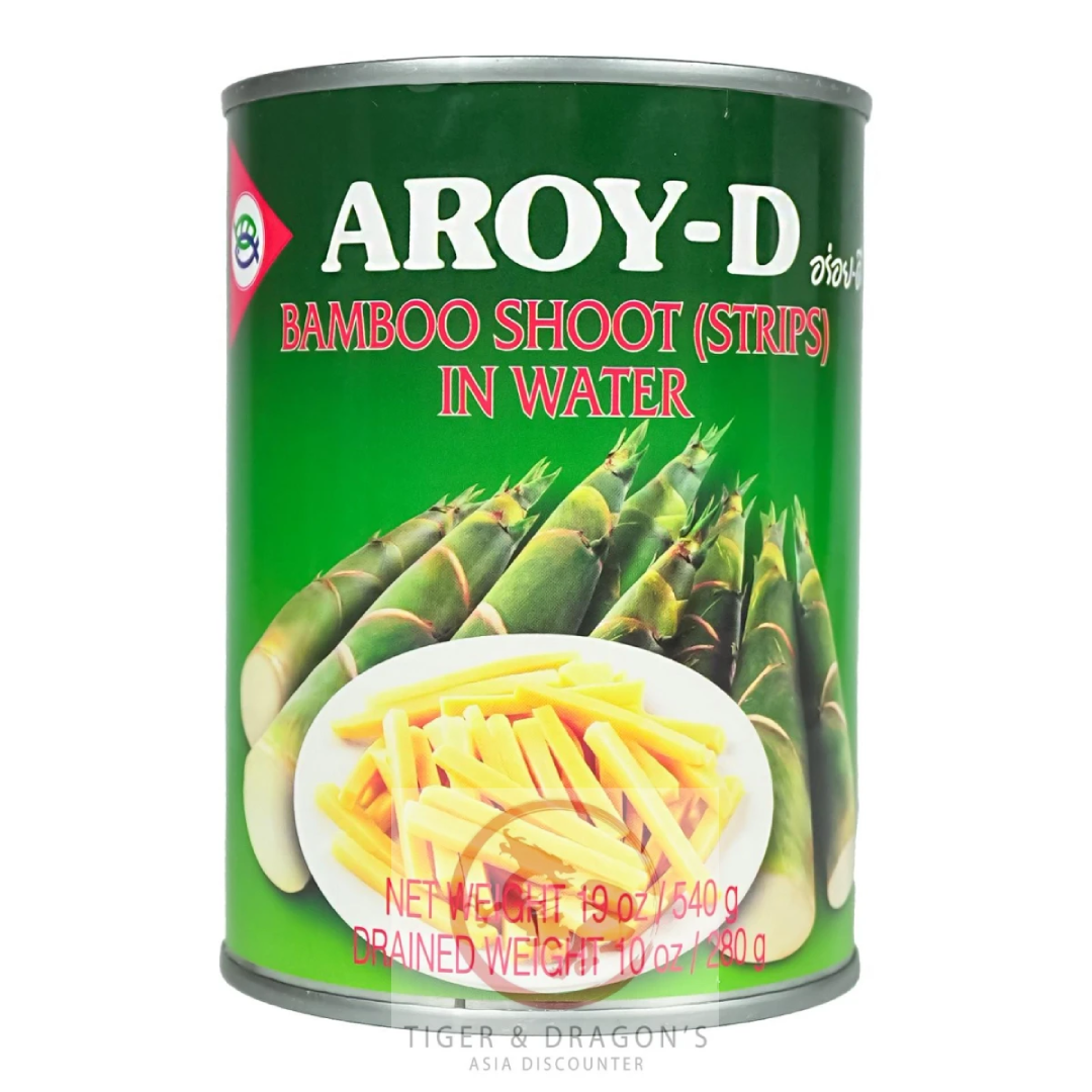 Aroy-D Bamboo Strips in Water 540g Canned Vegetables Ready to Cook Asian Cooking Ingredient