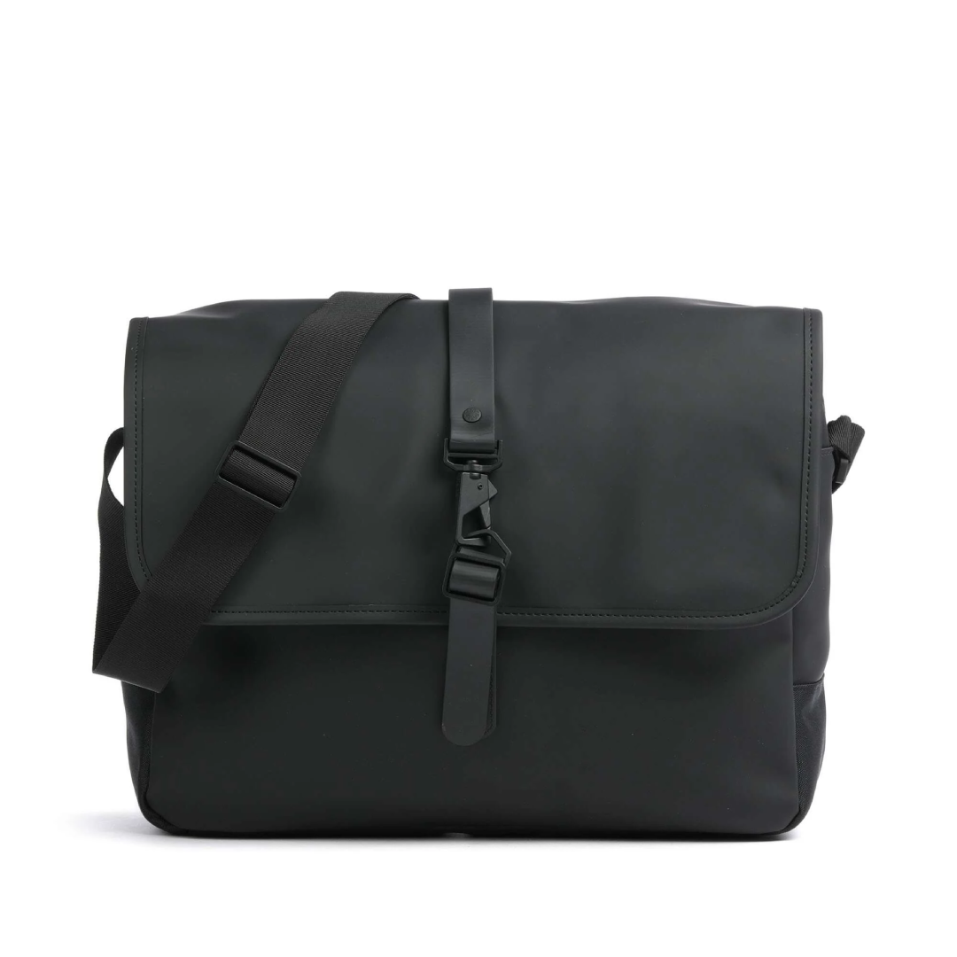 Rains Messenger Bag 16 Inch Waterproof Polyurethane Polyester Laptop Bag Durable Black Style