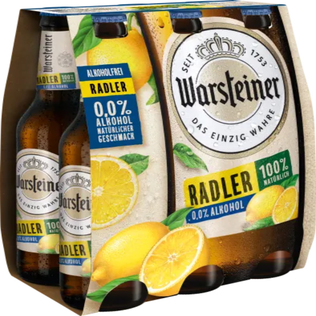 Warsteiner Premium Radler 0.0% Non Alcoholic Beer Lemon Refreshing Taste Light Beverage Drink