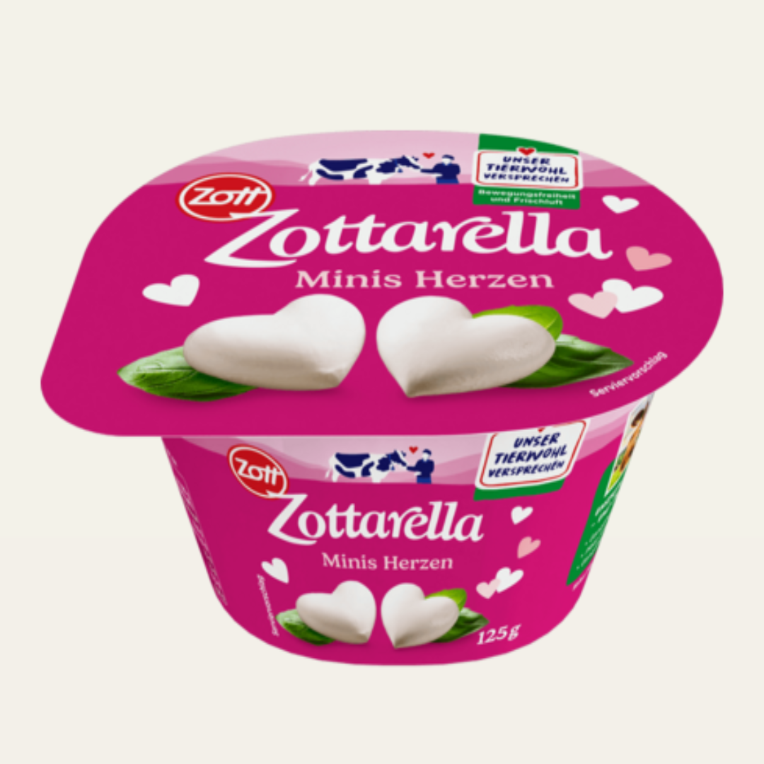 Zottarella Minis Herzen 125g Mini Mozzarella Cheese Hearts Fresh Soft Cheese Snack Delight