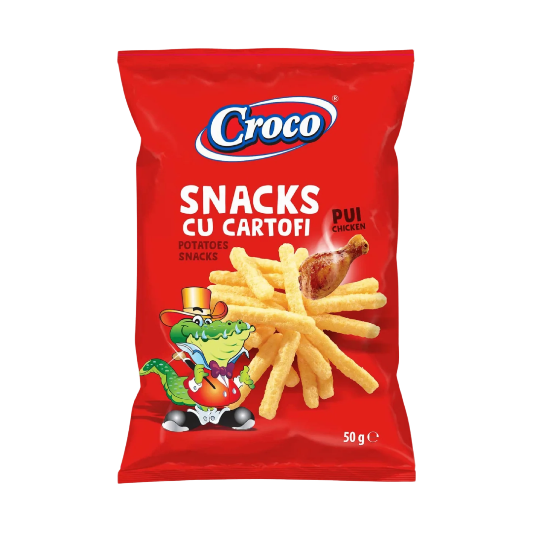 CROCO Potato Chicken Snack Wrapped 50g BT Crispy Savory Snack for Quick Bites and On the Go Eating