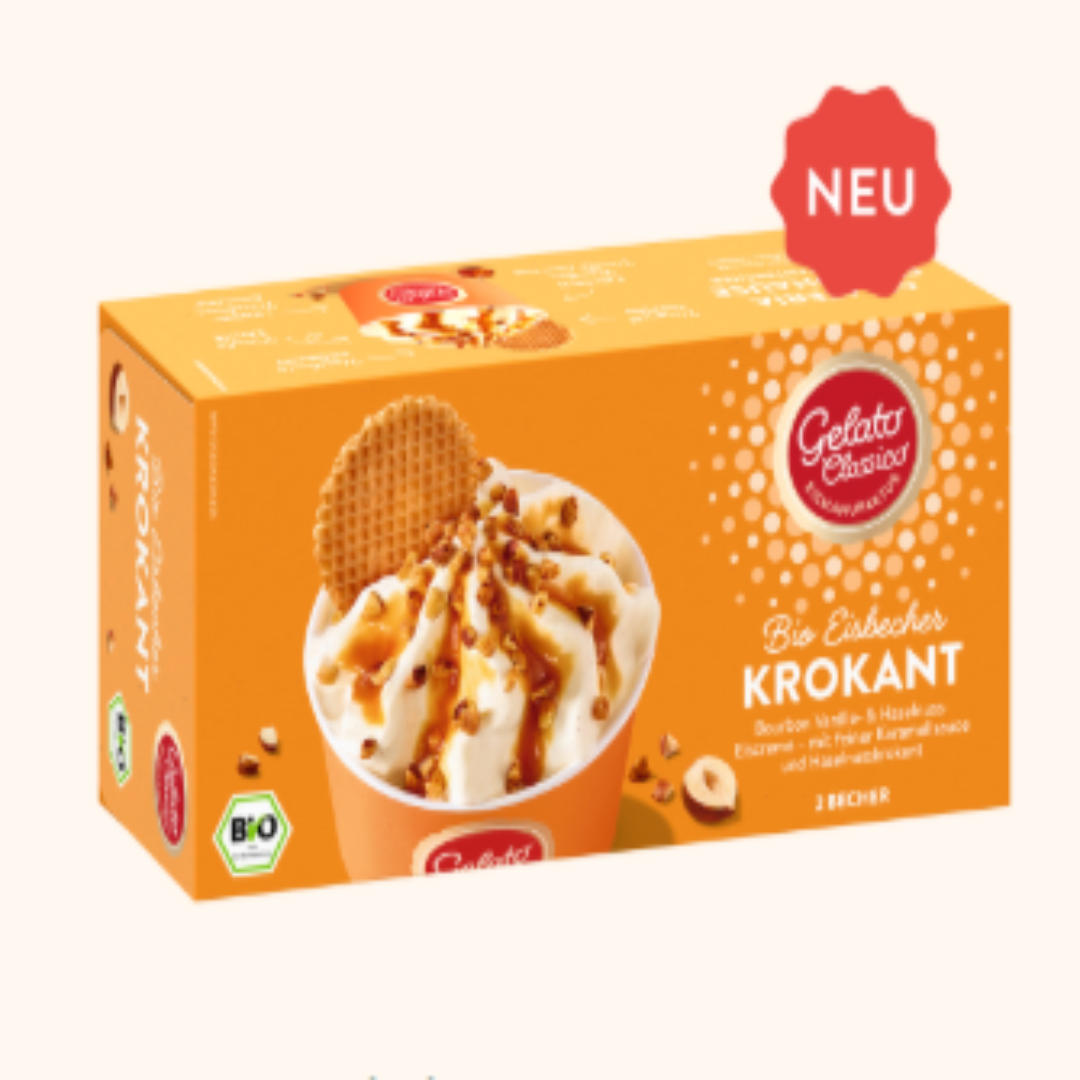 Organic Ice Cream Sundae Krokant Crunchy Topping Creamy Dessert Premium Organic Frozen Treat
