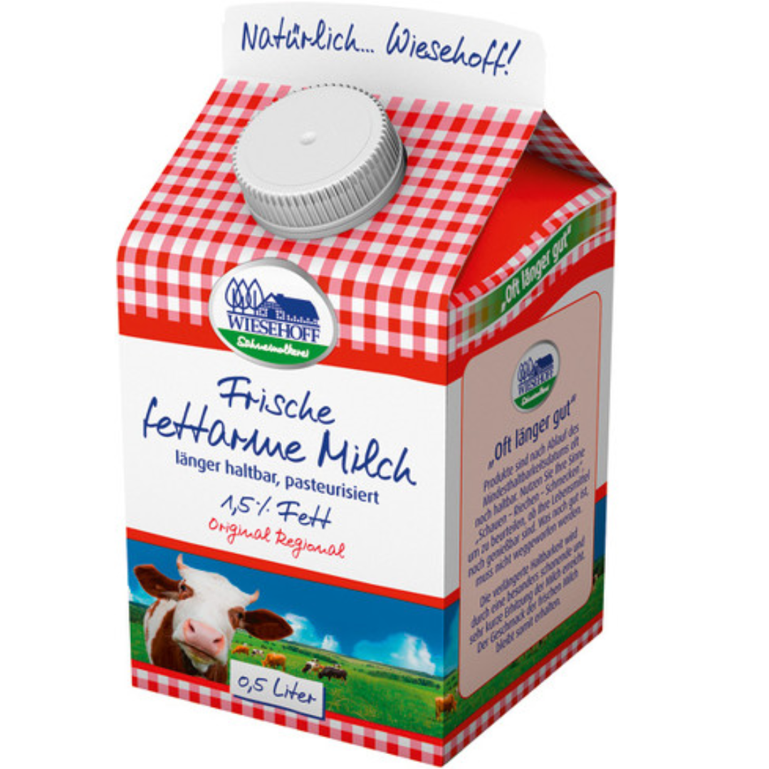 Fresh Low Fat Milk 1.5% 500ml Light Healthy Dairy Milk Smooth Taste Ideal for Daily Nutrition