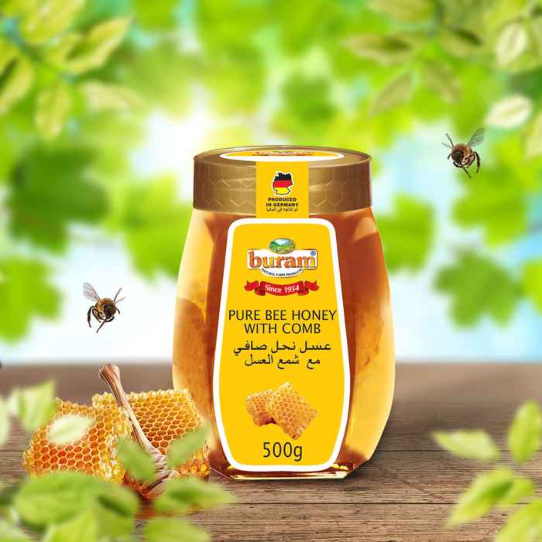 Blossom Honey with Honeycomb Raw Natural Honeycomb Rich Sweet Flavor Premium Quality Honey