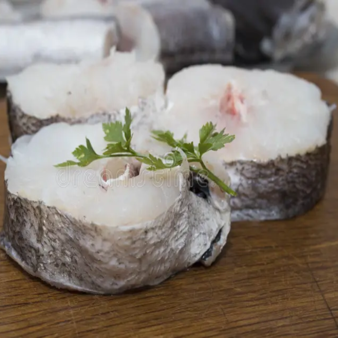 Fresh Hake Fish Slices Premium Quality Seafood Cut Ideal for Frying Grilling and Curry Recipes