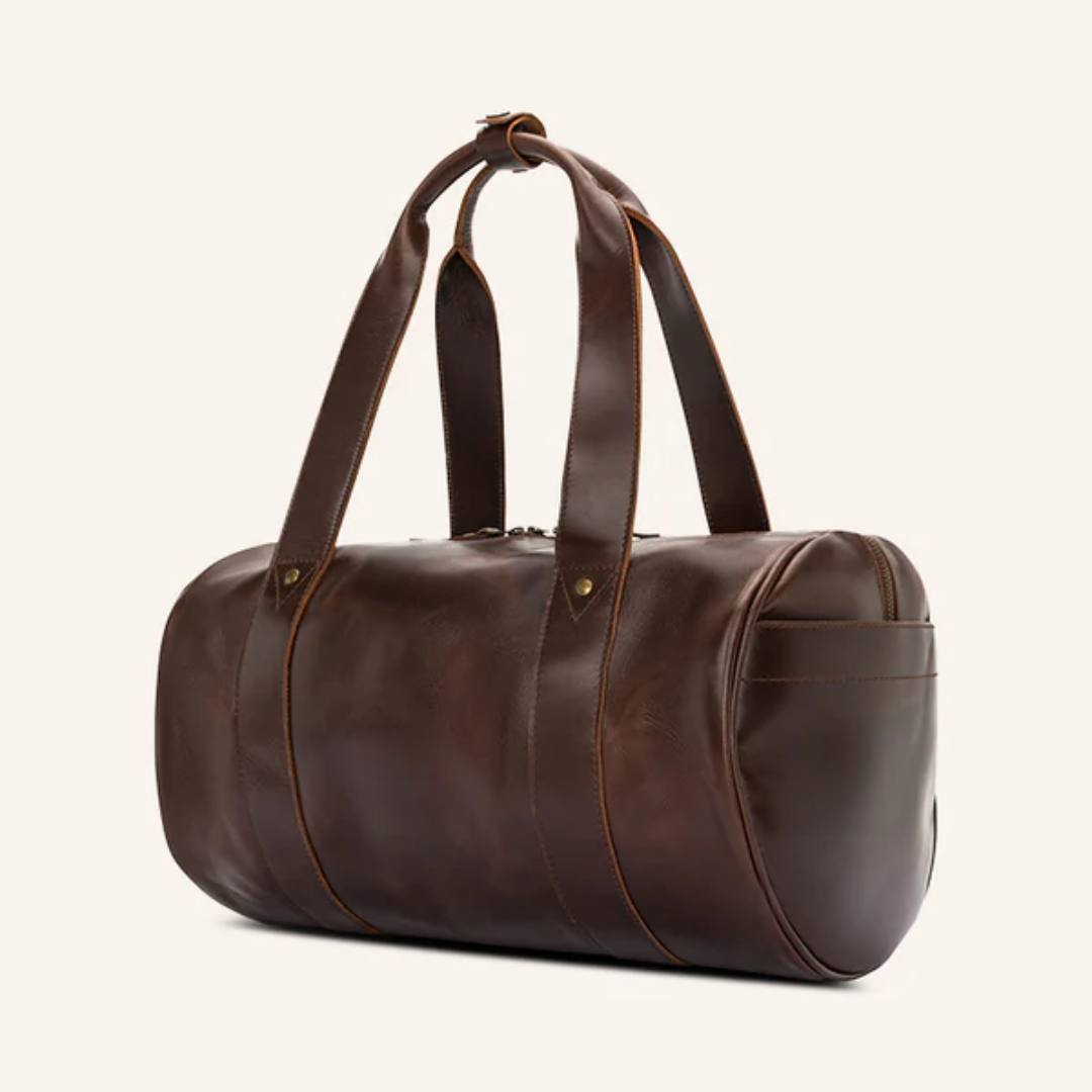 Premium Leather Duffle Bag Chap Style Travel Bag Spacious Gym Weekender Luggage Bag for Men