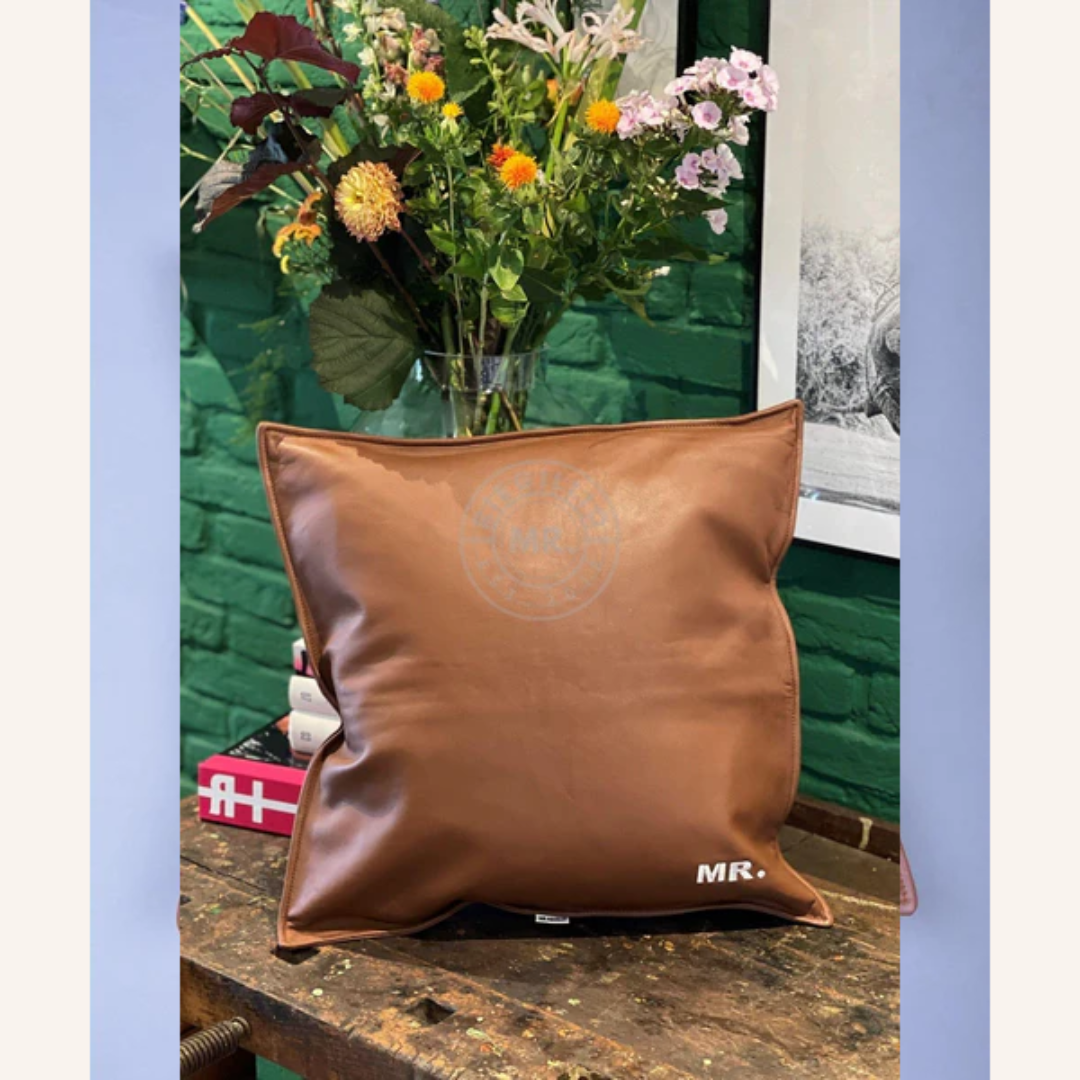 Cinnamon Brown Leather Throw Pillow Luxury Home Decor Soft Premium Leather Cushion Cover