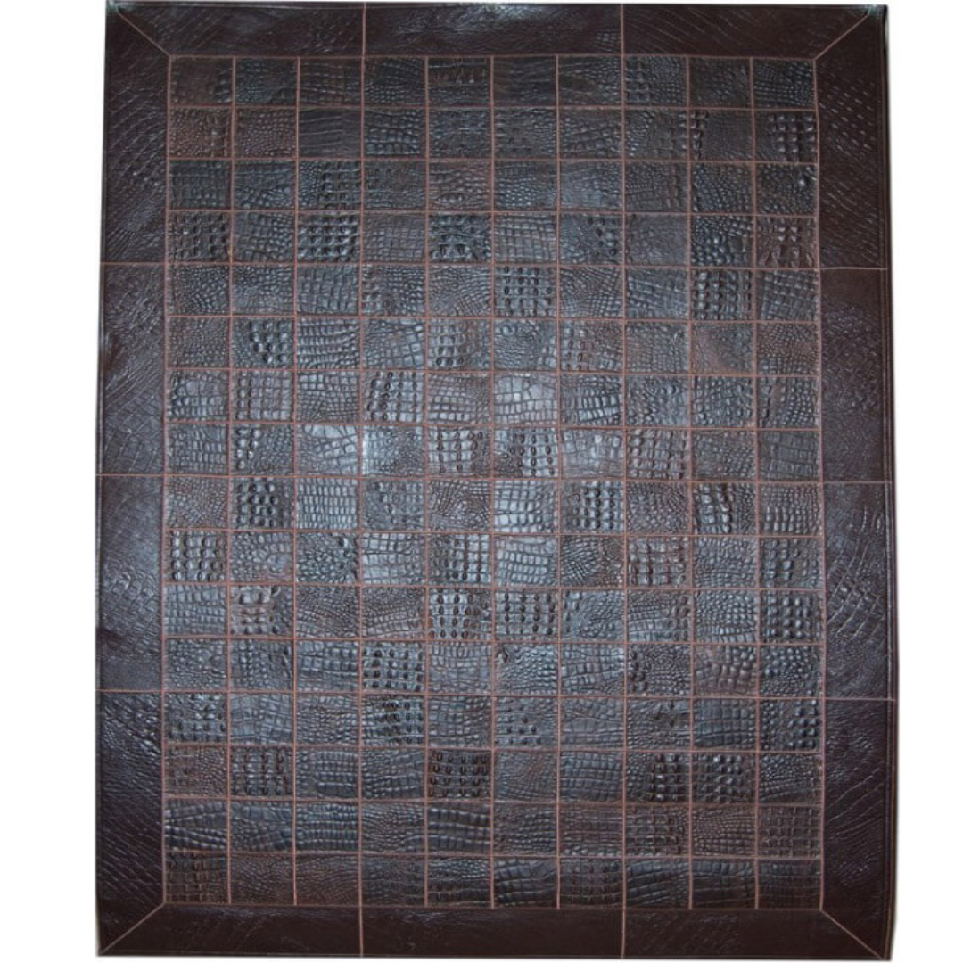 Demis Brown Luxury Leather Rug Premium Handmade Leather Carpet Stylish Home Decor Flooring