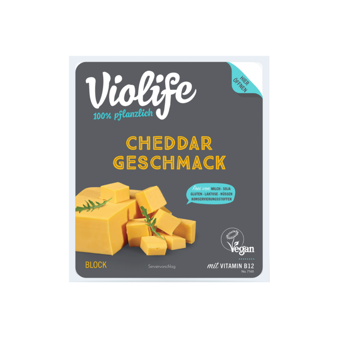 Vegan Cheddar Flavour Cheese Block 400g Dairy Free Cheese Alternative for Sandwich and Snacks