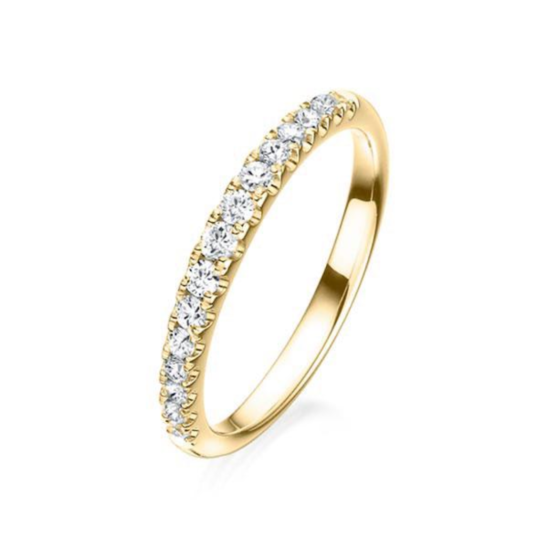 18K Yellow Gold Wedding Band 0.27 Ct Diamond tw vs Steinberg Luxury Marriage Ring for Couples
